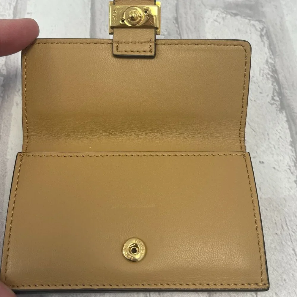 Fendi Baguette Dark Beige Card Holder Nappa Leather - Preowned